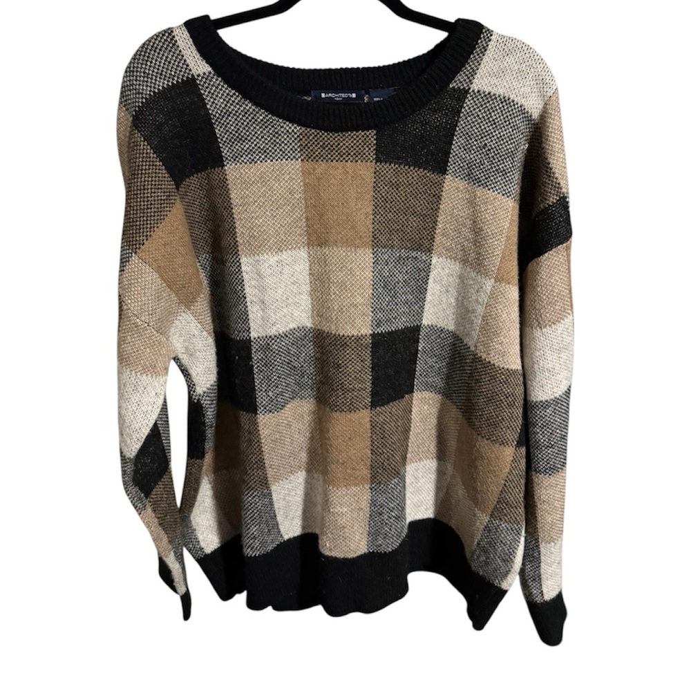 Architect Plaid Sweater - Black, White, Tan